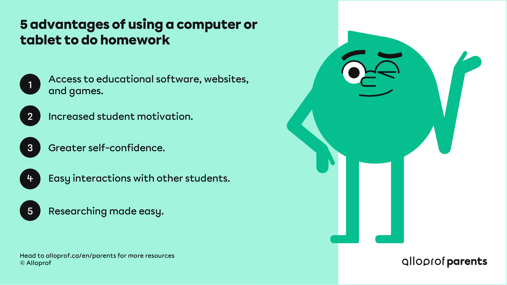 The benefits of using a computer or tablet to do homework Alloprof